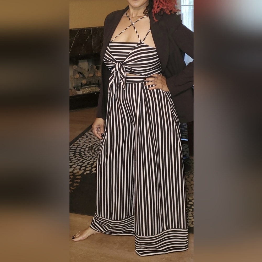 Striped Black and White Jumpsuit